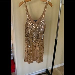 Bebe gold sequins tank dress.